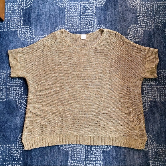 🐚 CASUAL TAN LOOSE FIT KNIT SHORT SLEEVE SWEATER! - Picture 7 of 11